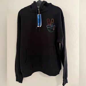 Adidas Black Sweatshirt with Colorful Peace Sign Men’s Size Large